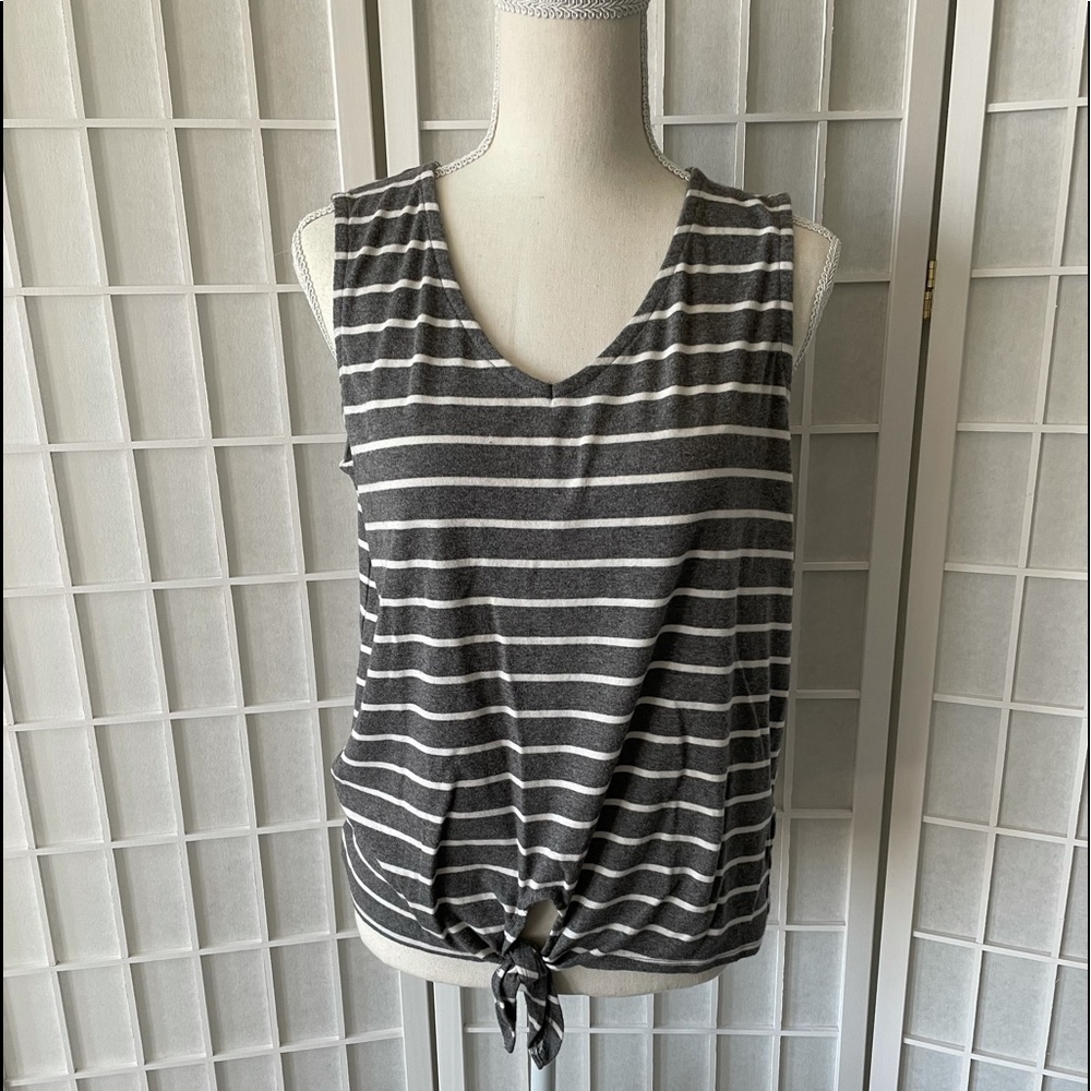 Grey and white striped tank
